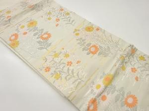 菊に撫子模様織出し名古屋帯